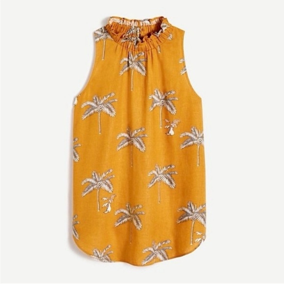 Ann Taylor Tops - Ann Taylor Ruffle Neck Palm Tree Print Sleeveless Top.